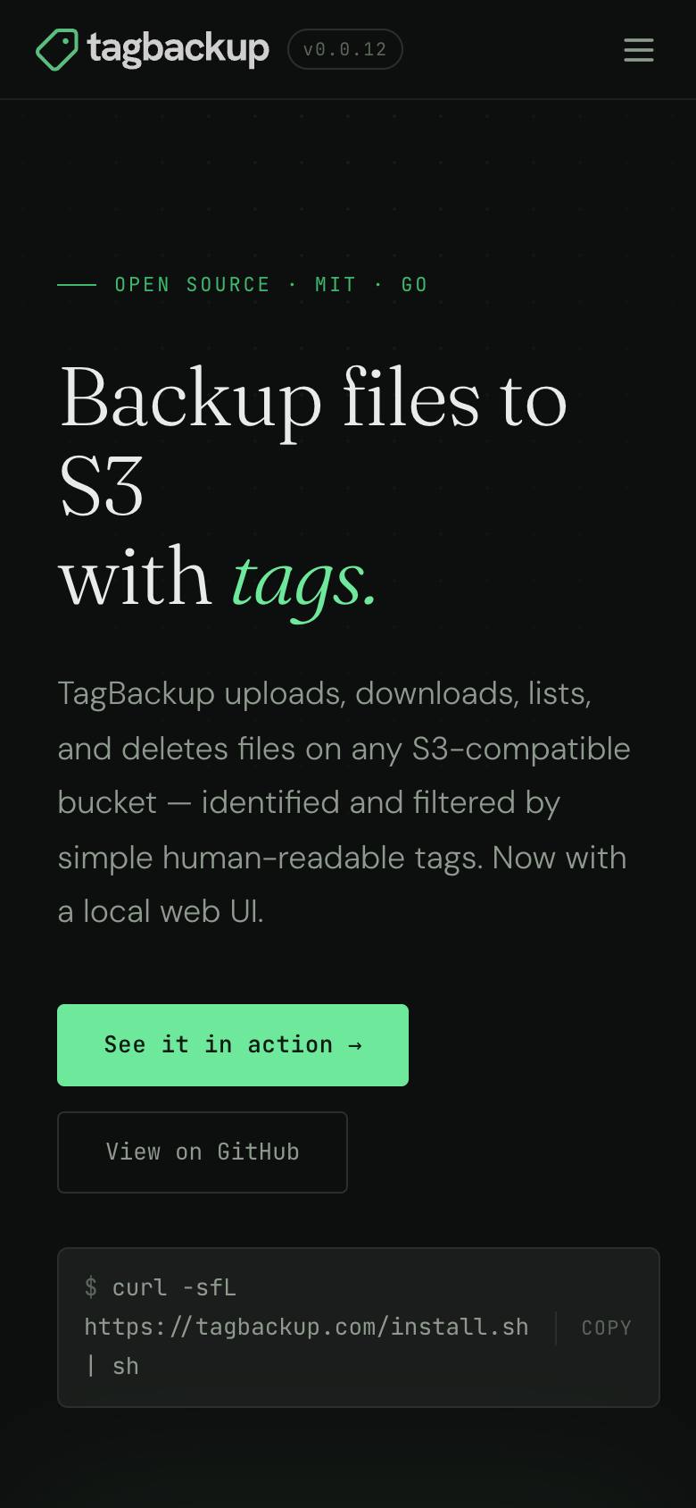 TagBackup screenshot