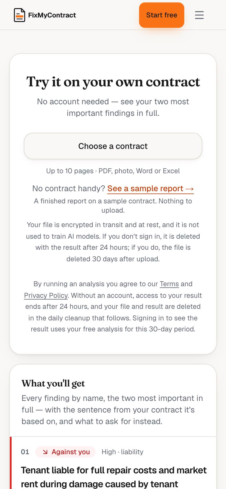 FixMyContract screenshot