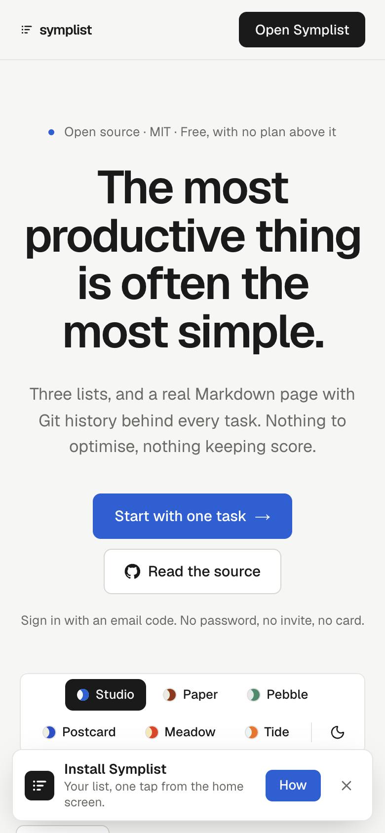 Symplist screenshot