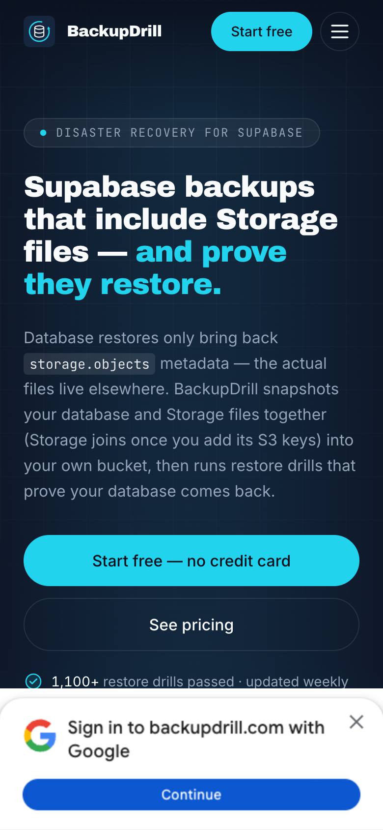 BackupDrill screenshot