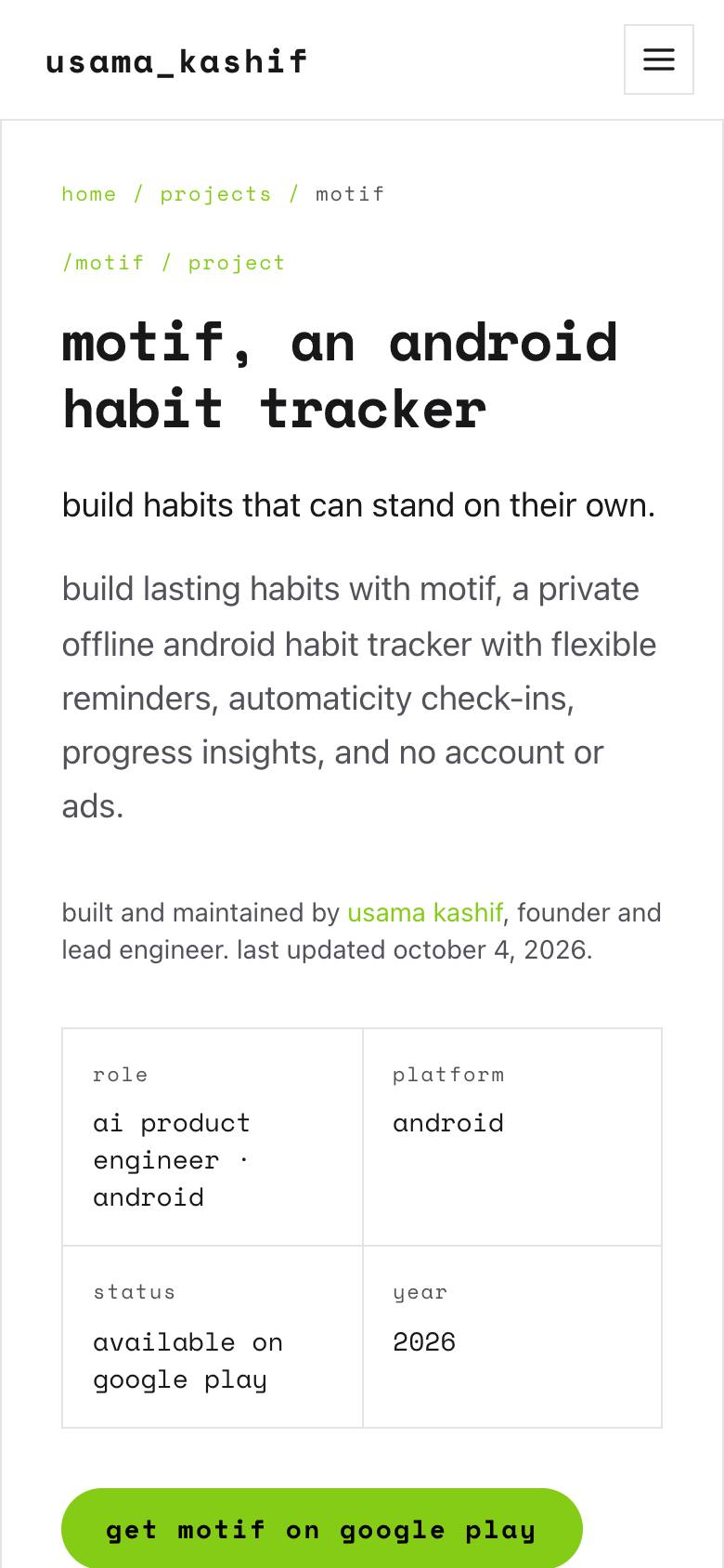 Motif: Offline Habit Tracker screenshot