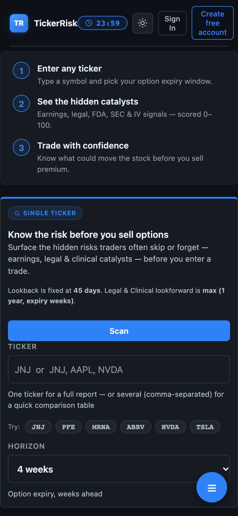 TickerRisk screenshot