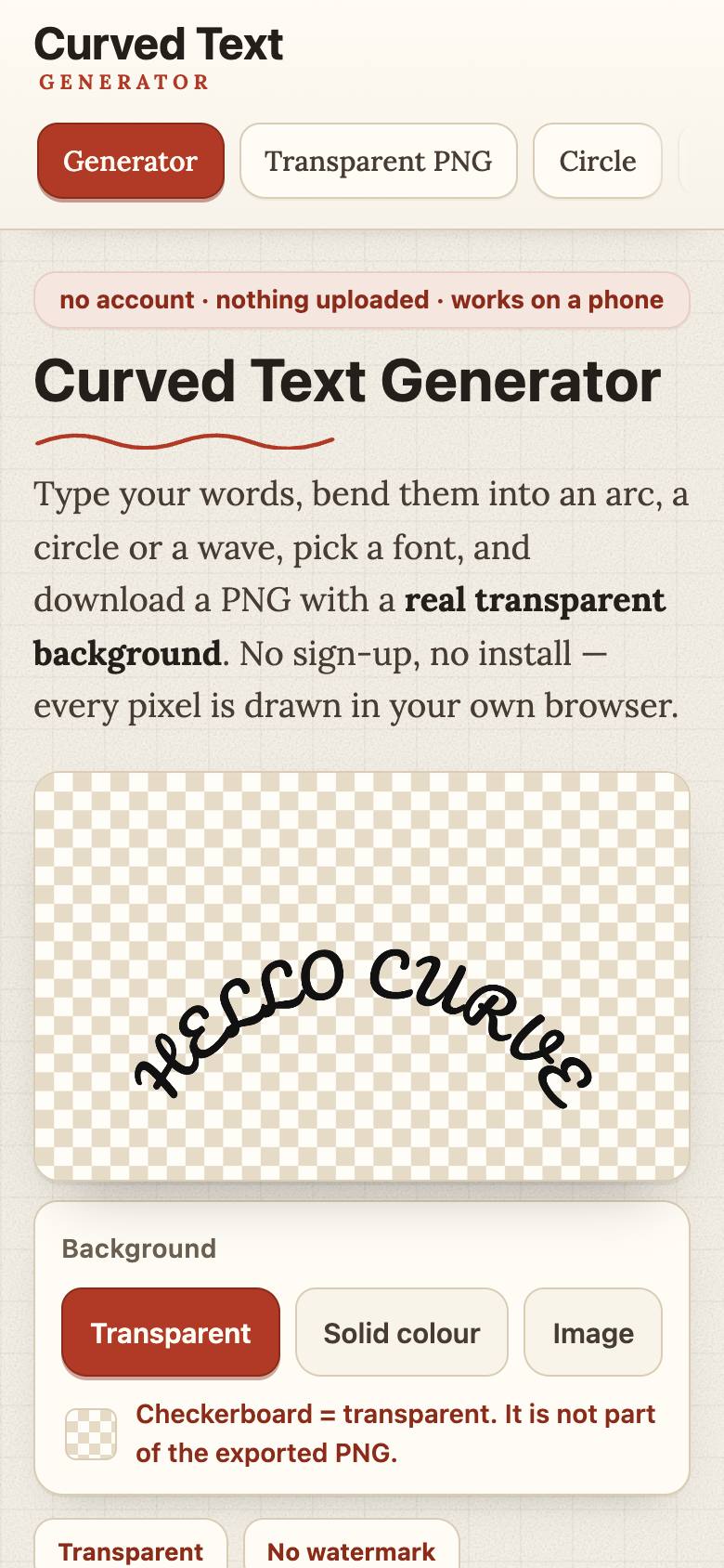TryCurvedText screenshot