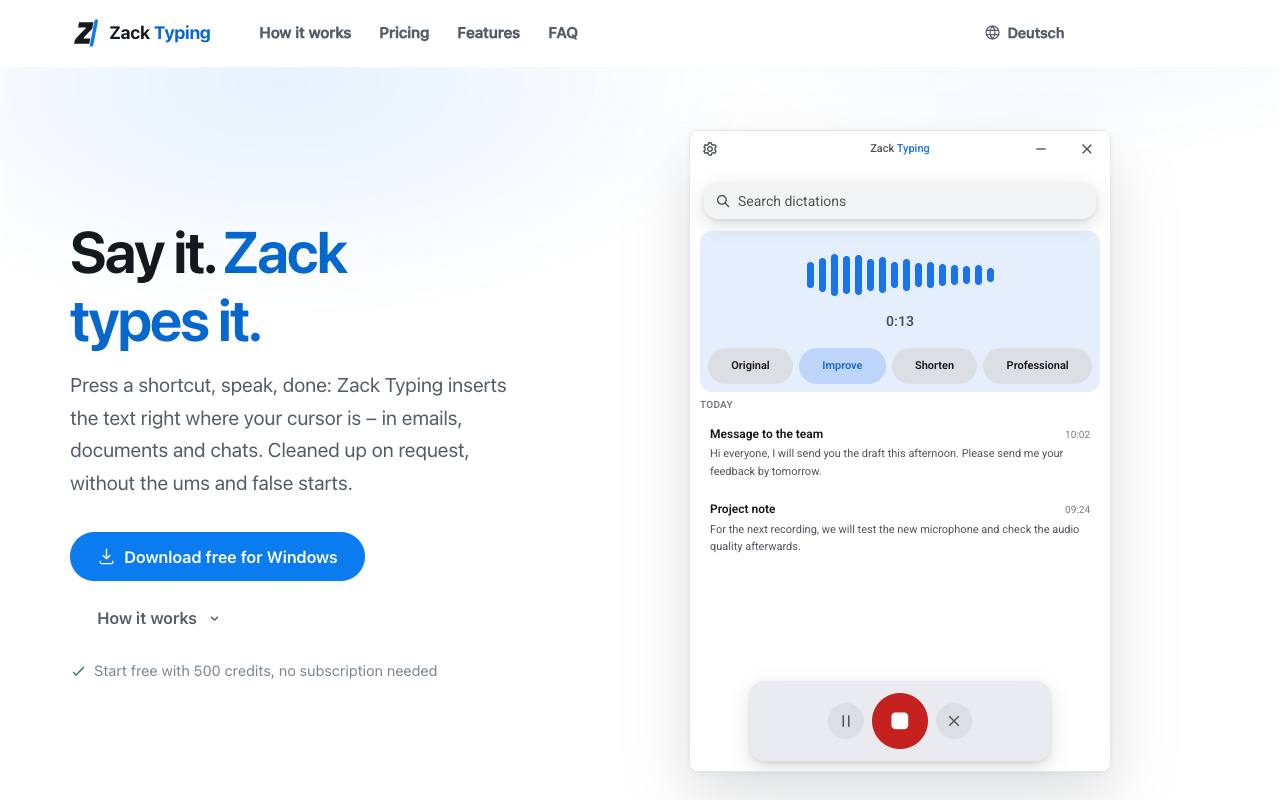 Zack Typing screenshot