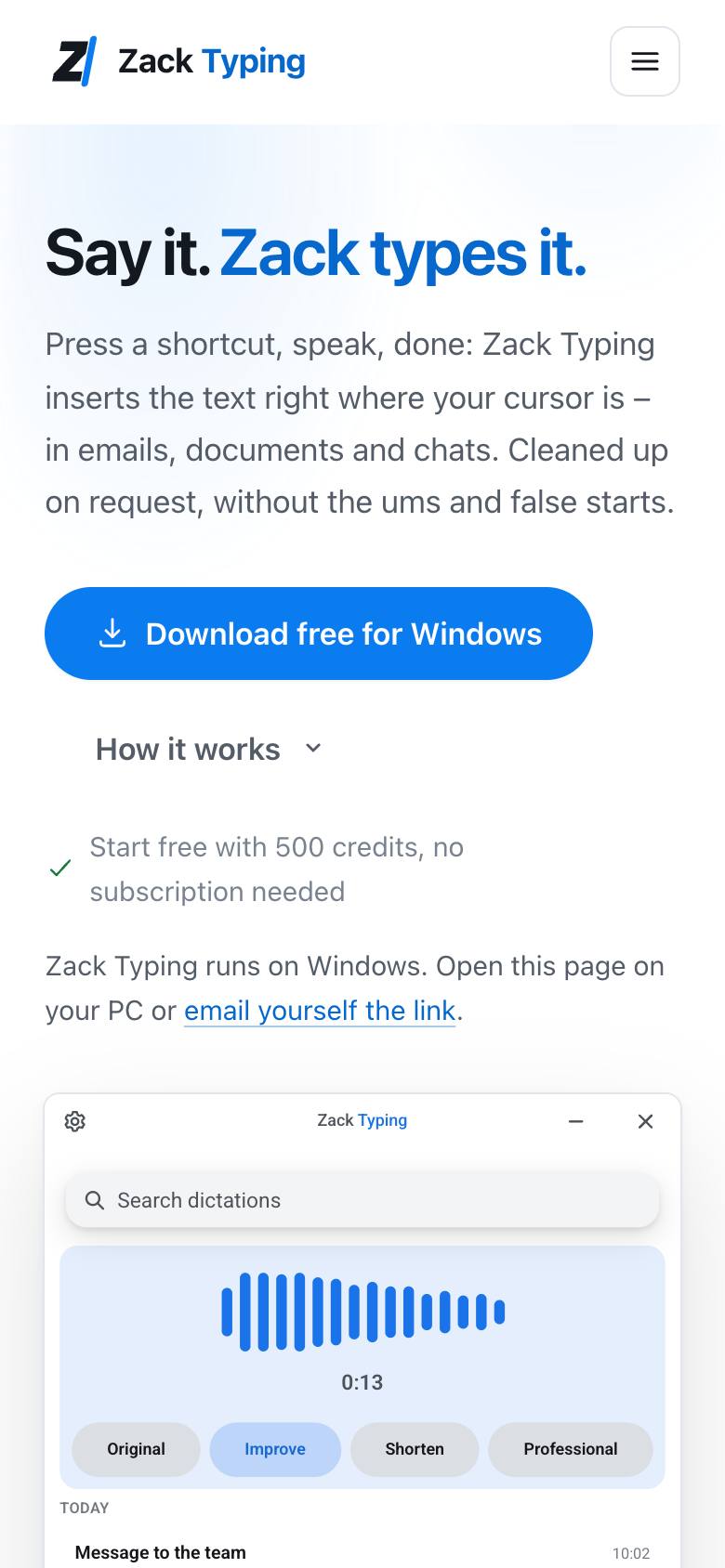 Zack Typing screenshot