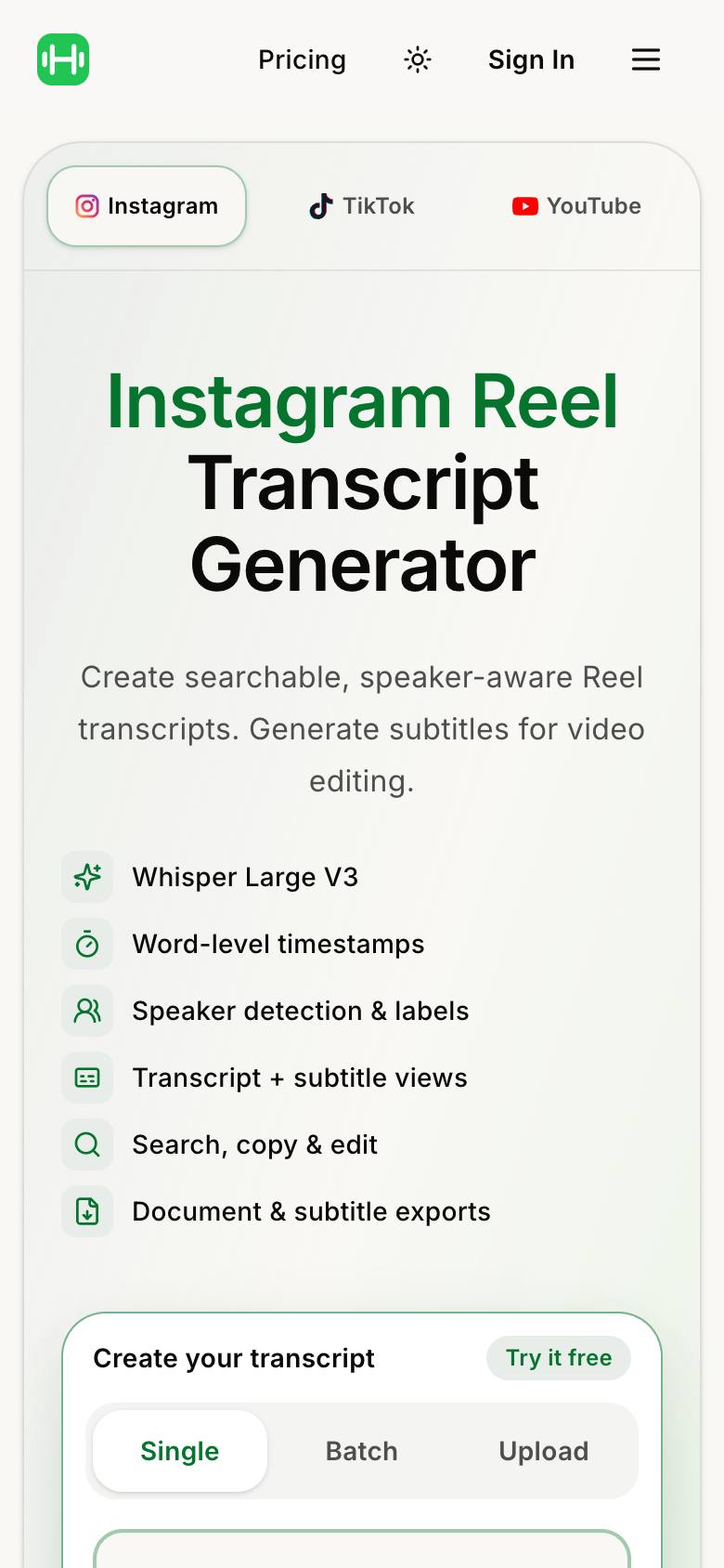 HiTranscript screenshot