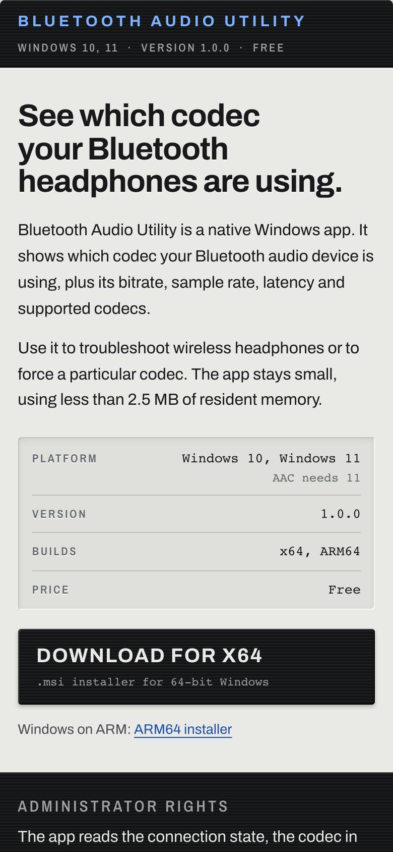 Bluetooth Audio Utility screenshot