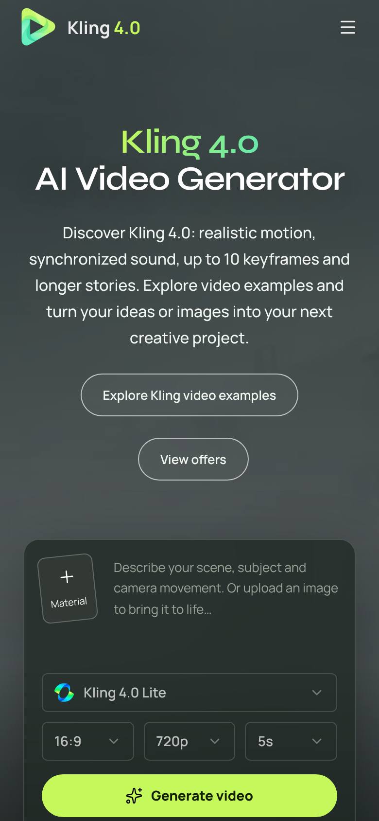 Kling 4.0 screenshot