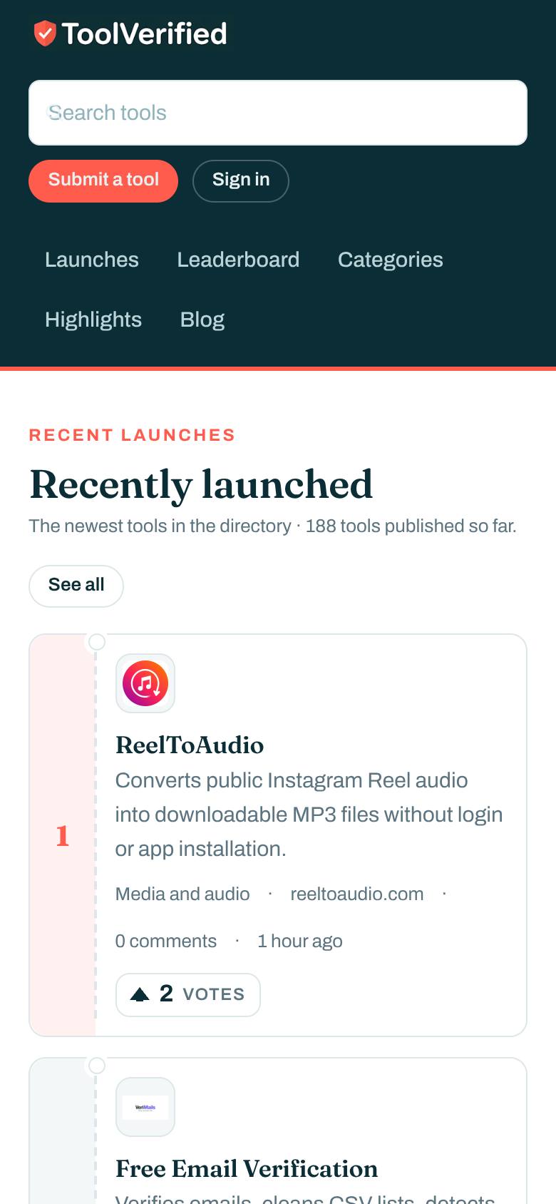 ToolVerified screenshot
