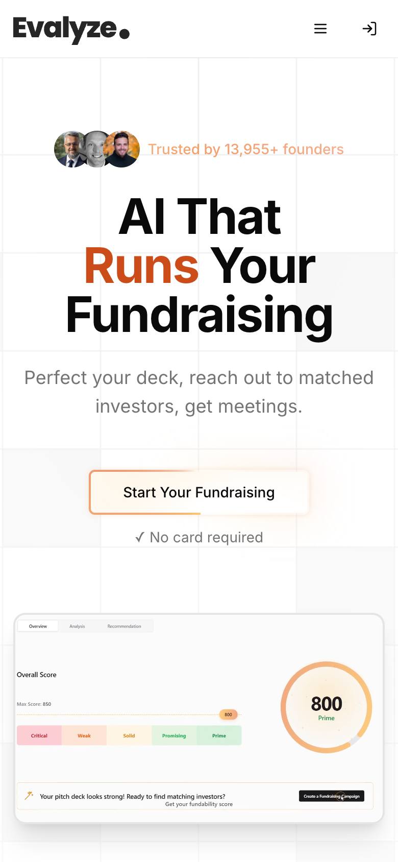 Evalyze investor outreach and follow up tracking with Eva screenshot